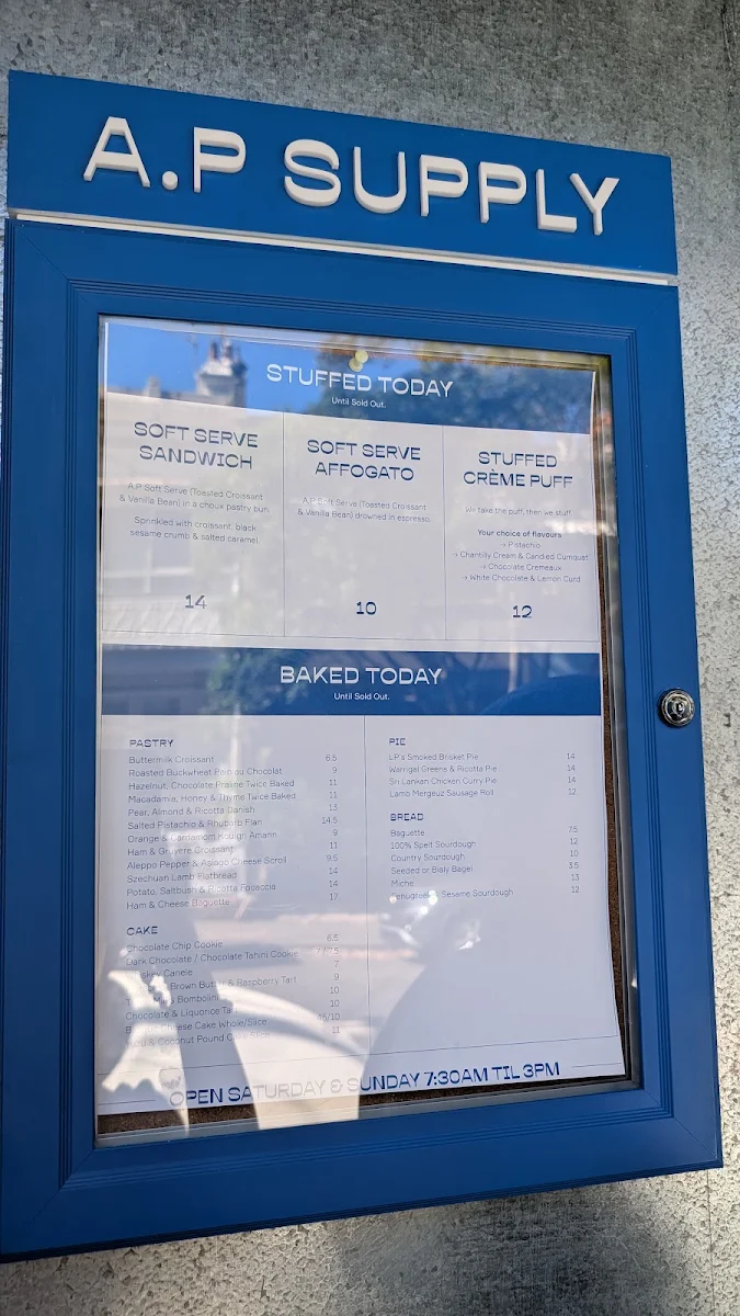 Menu, A.P Supply (A.P Bakery)