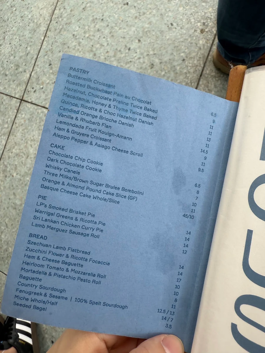 Menu, A.P Supply (A.P Bakery)
