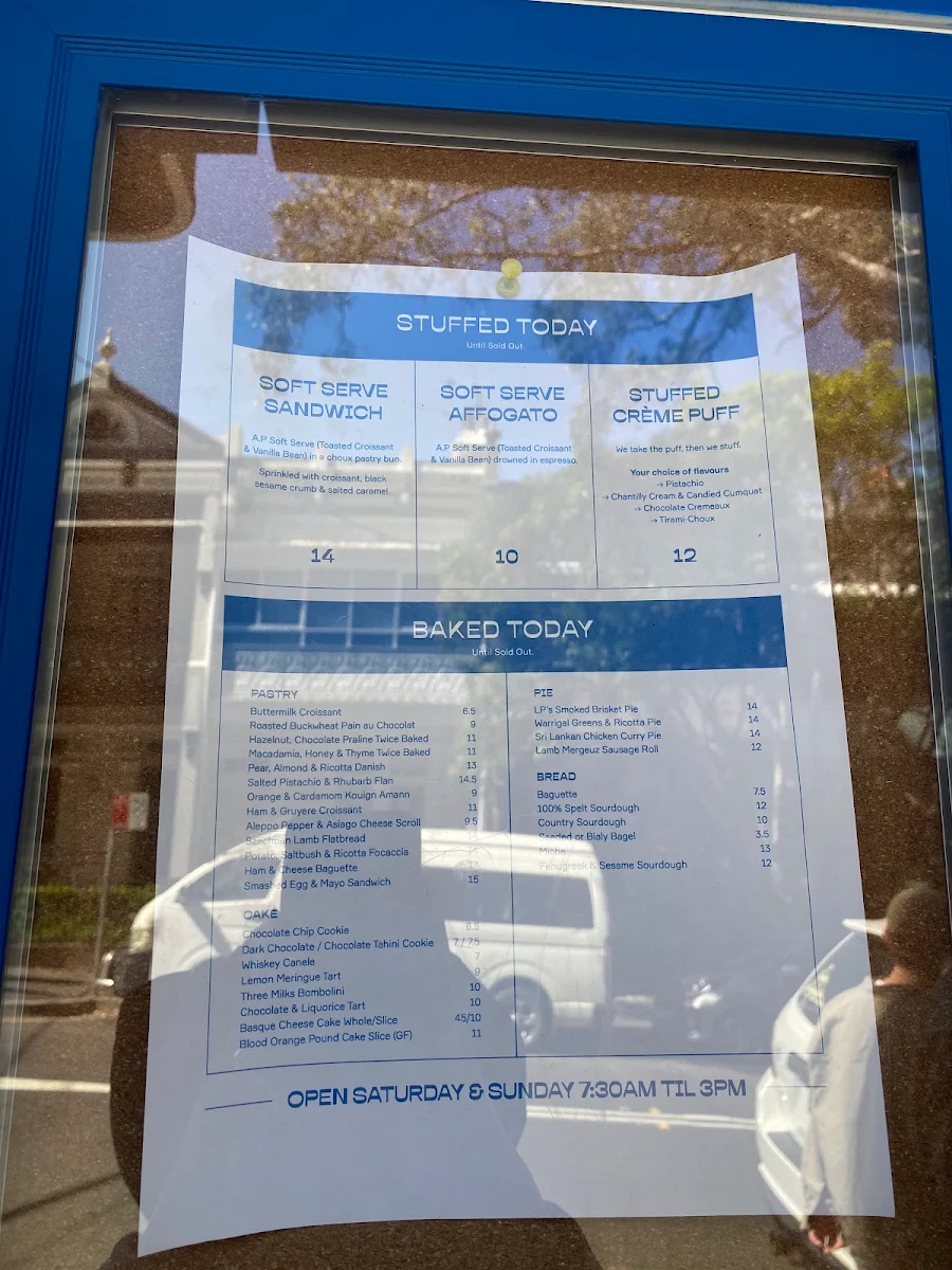 Menu, A.P Supply (A.P Bakery)
