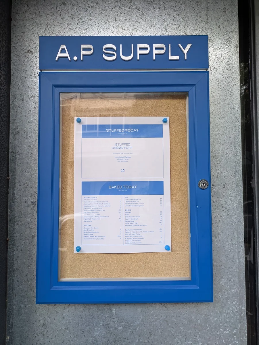 Menu, A.P Supply (A.P Bakery)