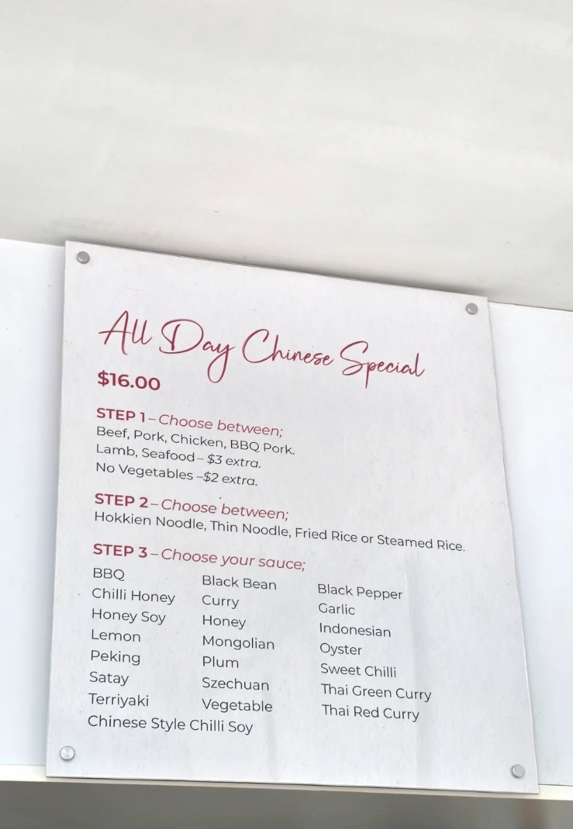 Menu, Remo's Waterside Chinese Takeaway