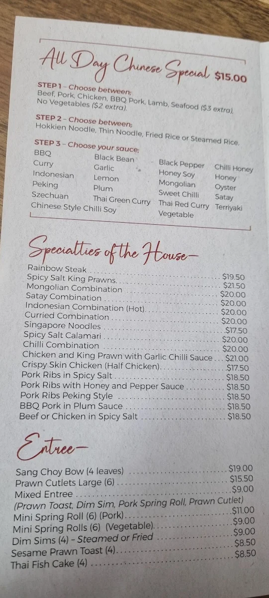 Menu, Remo's Waterside Chinese Takeaway