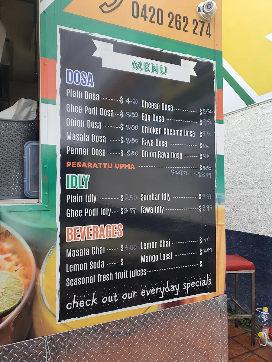 Menu, Chai N Dosa Braybrook
