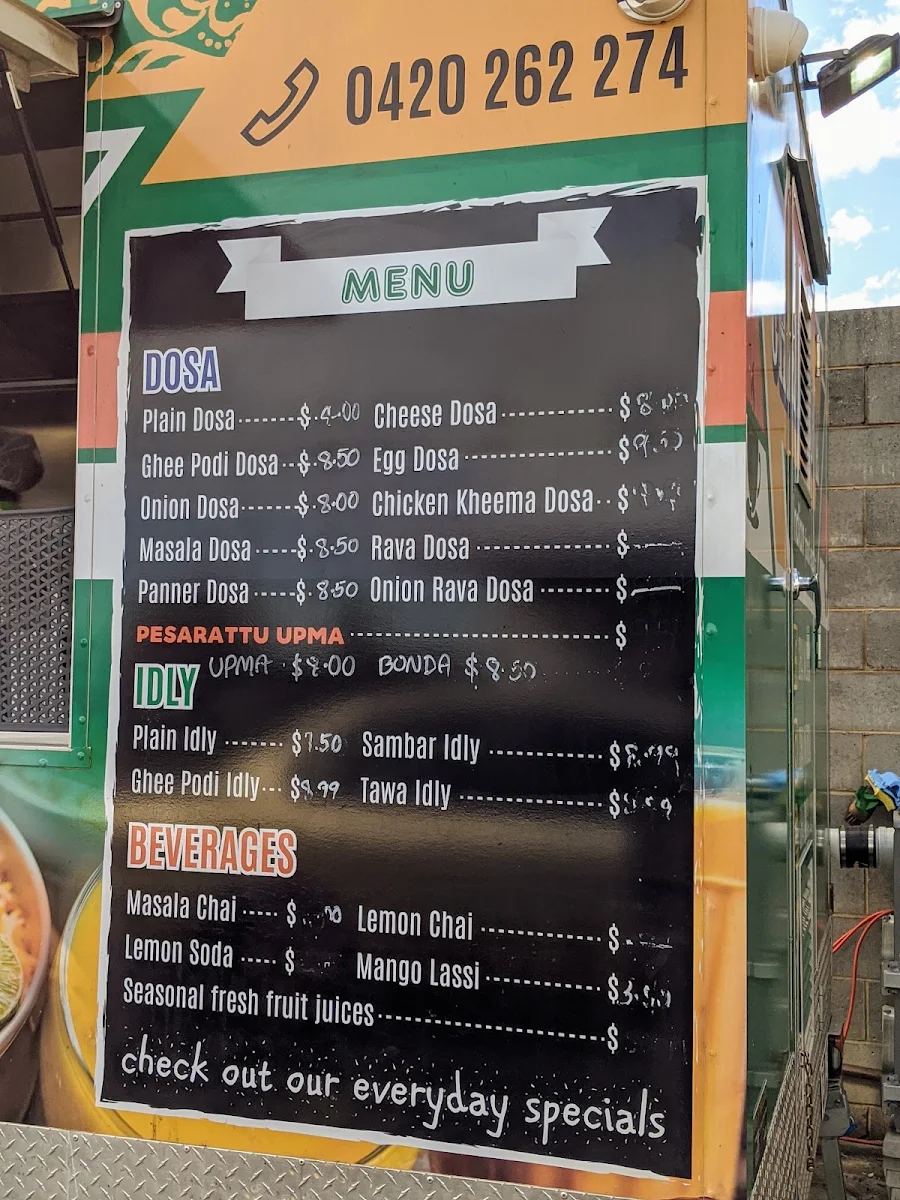 Menu, Chai N Dosa Braybrook