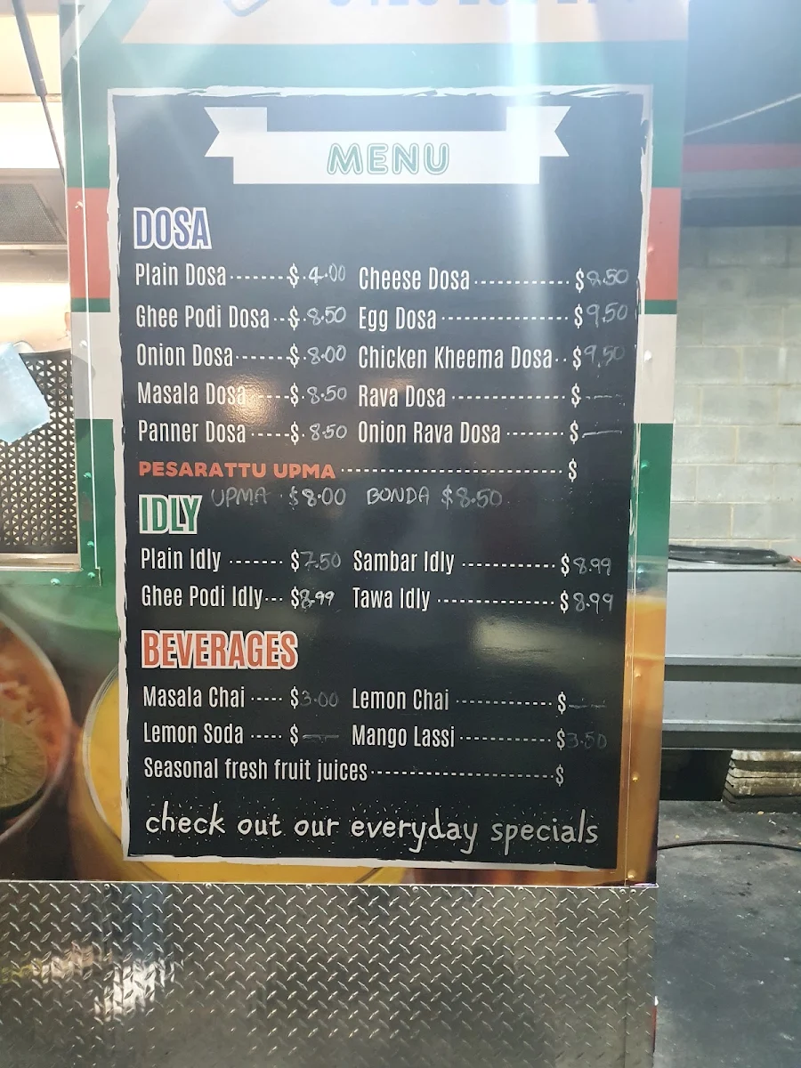 Menu, Chai N Dosa Braybrook