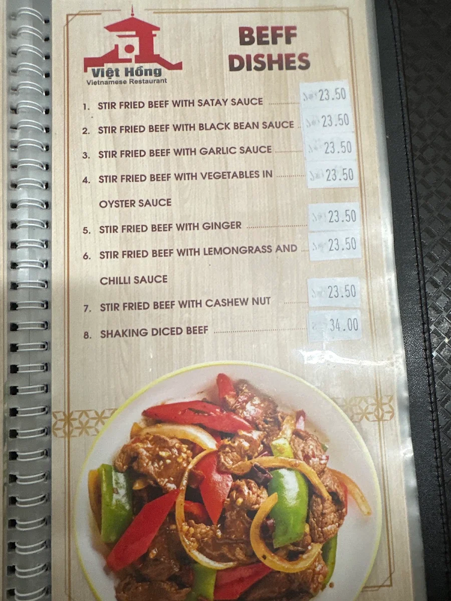 Menu, Viet Hong Vietnamese Restaurant