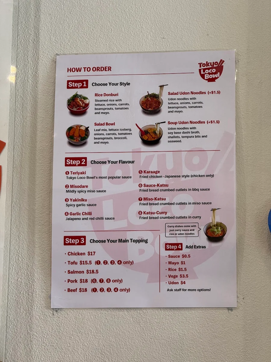 Menu, Tokyo Loco Bowl