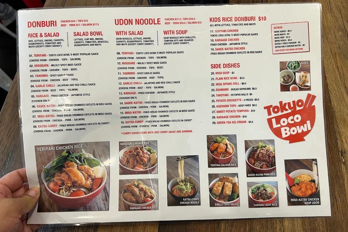 Menu, Tokyo Loco Bowl