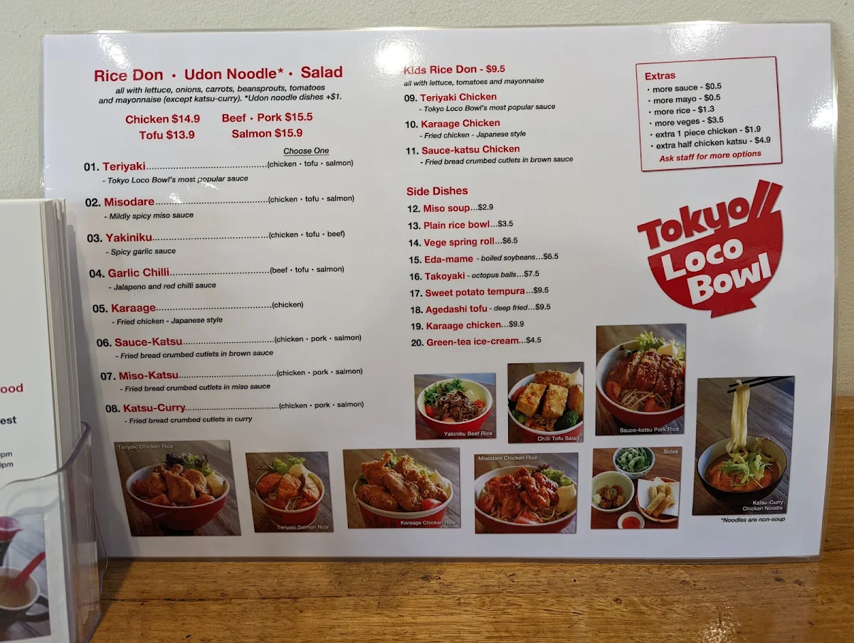 Menu, Tokyo Loco Bowl