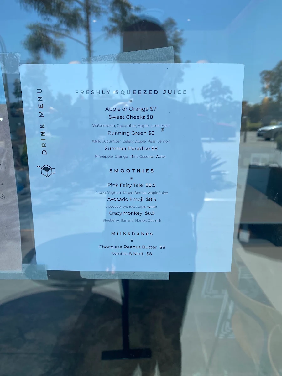 Menu, Cube Cafe