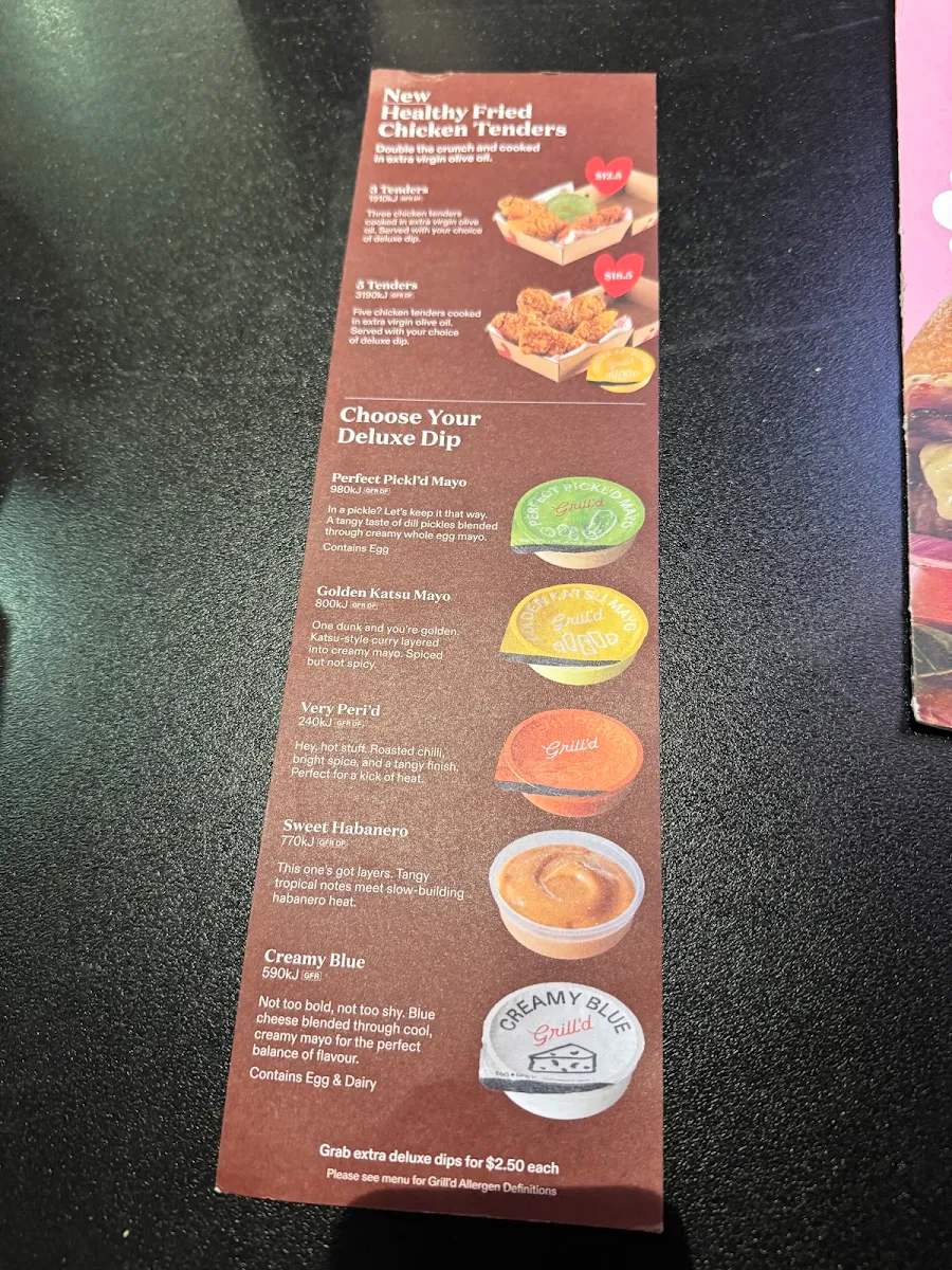 Menu, Grill'd Burgers - Cairns Esplanade