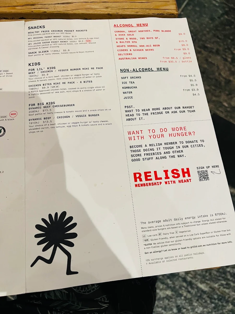 Menu, Grill'd Burgers - Cairns Esplanade