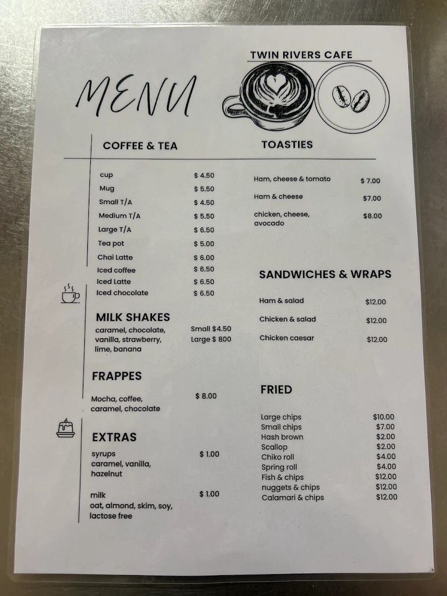 Menu, Twin Rivers Cafe