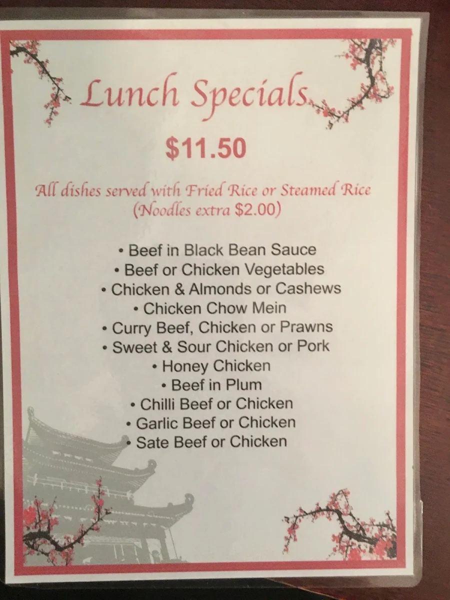 Menu, The Ming Inn