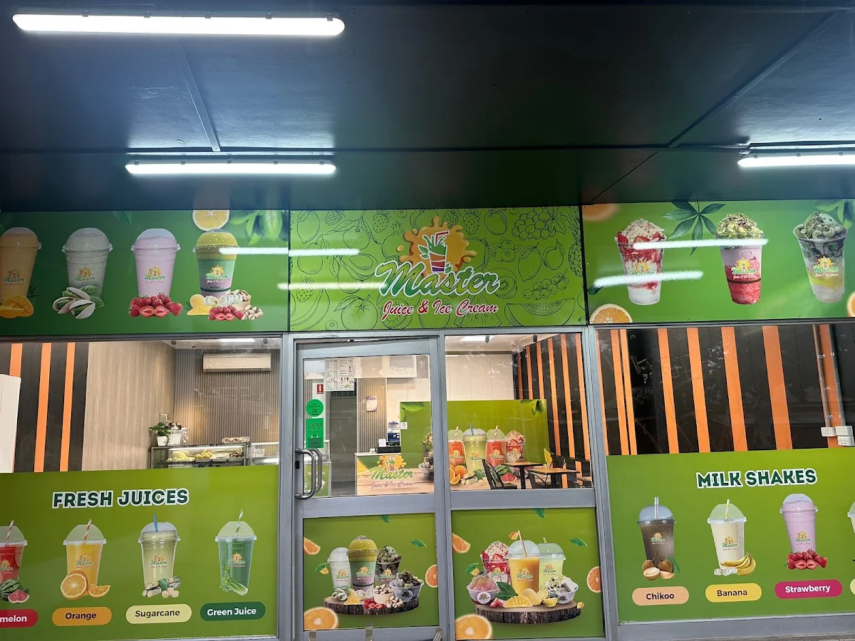 Menu, Master juice and ice cream Riverstone