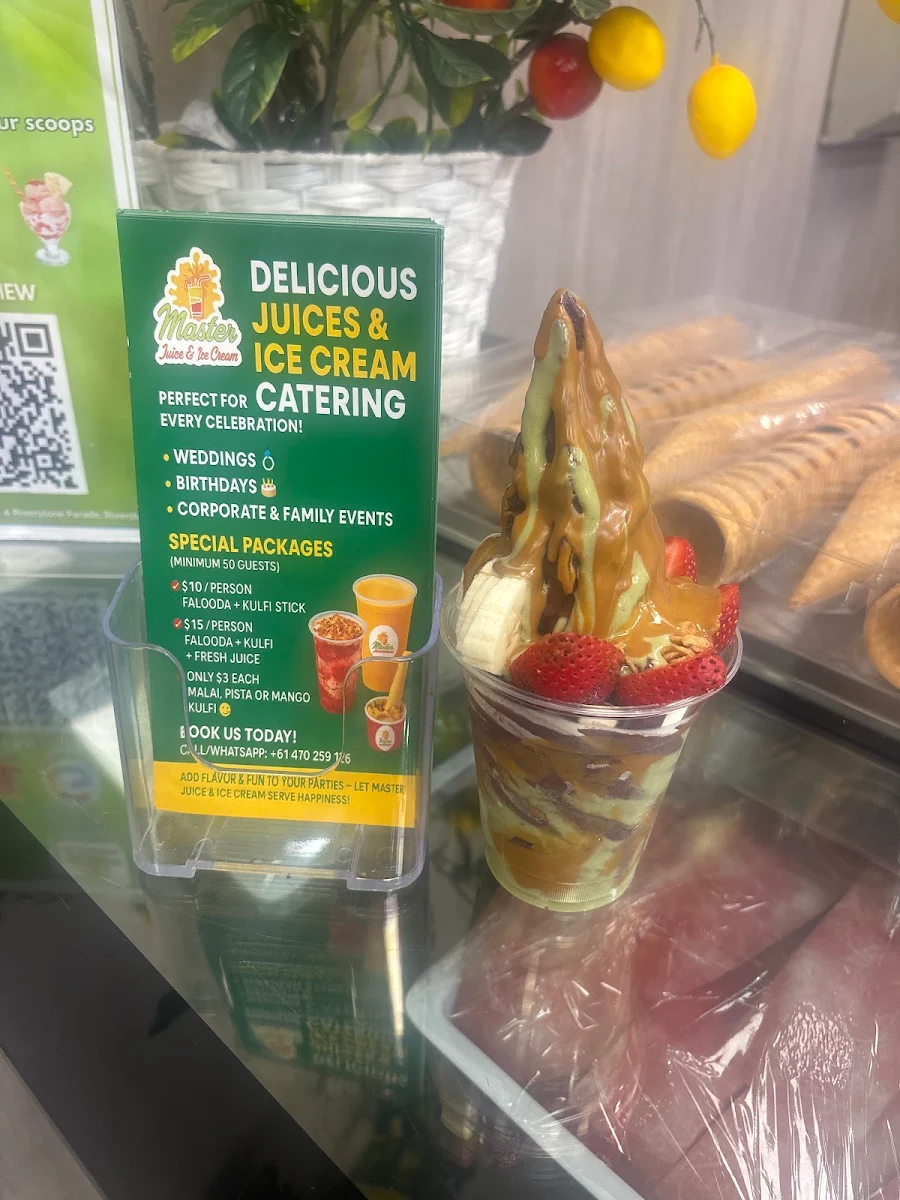 Menu, Master juice and ice cream Riverstone