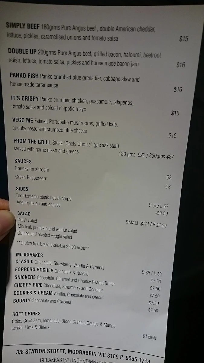 Menu, Uncles Panini & Coffee