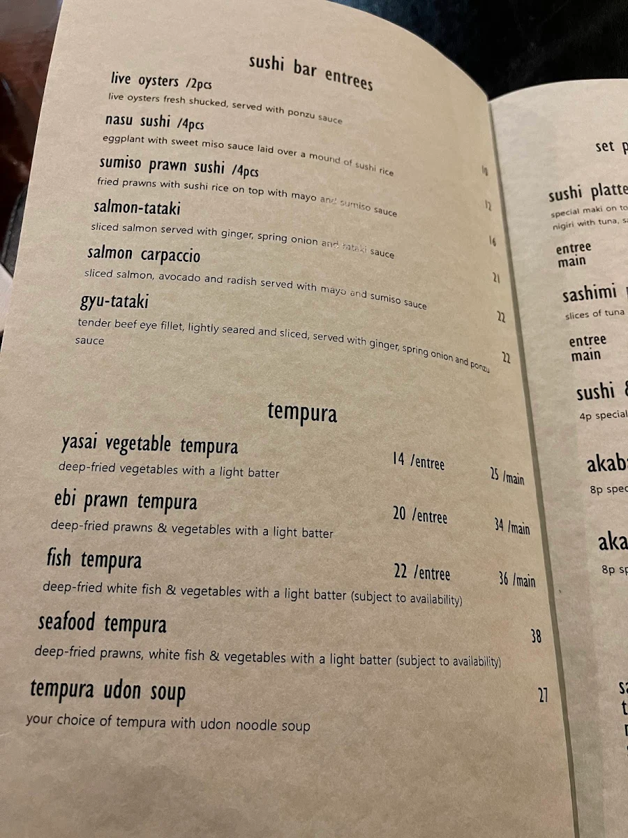 Menu, AKABA JAPANESE RESTAURANT