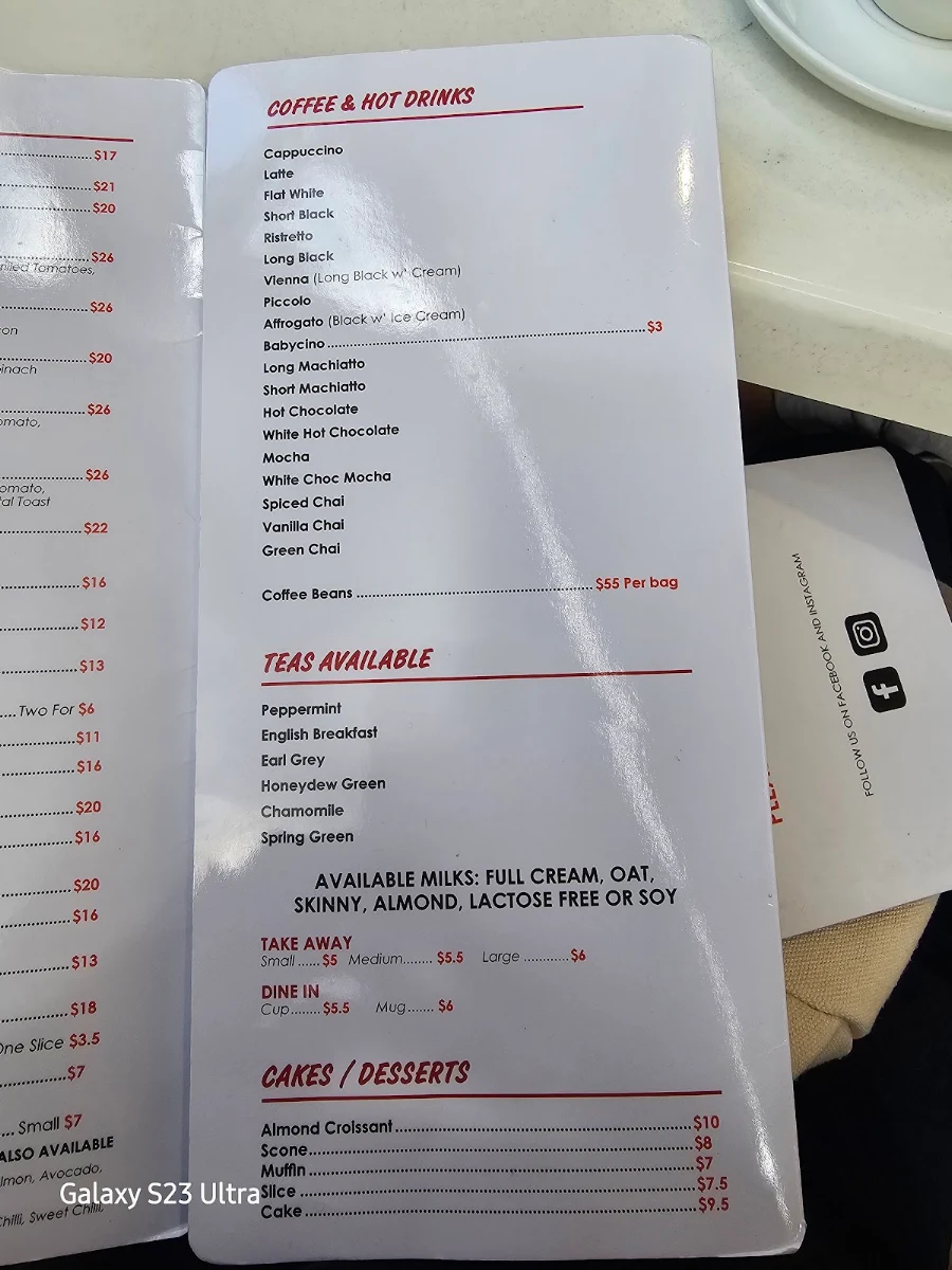 Menu, Kaffenio
