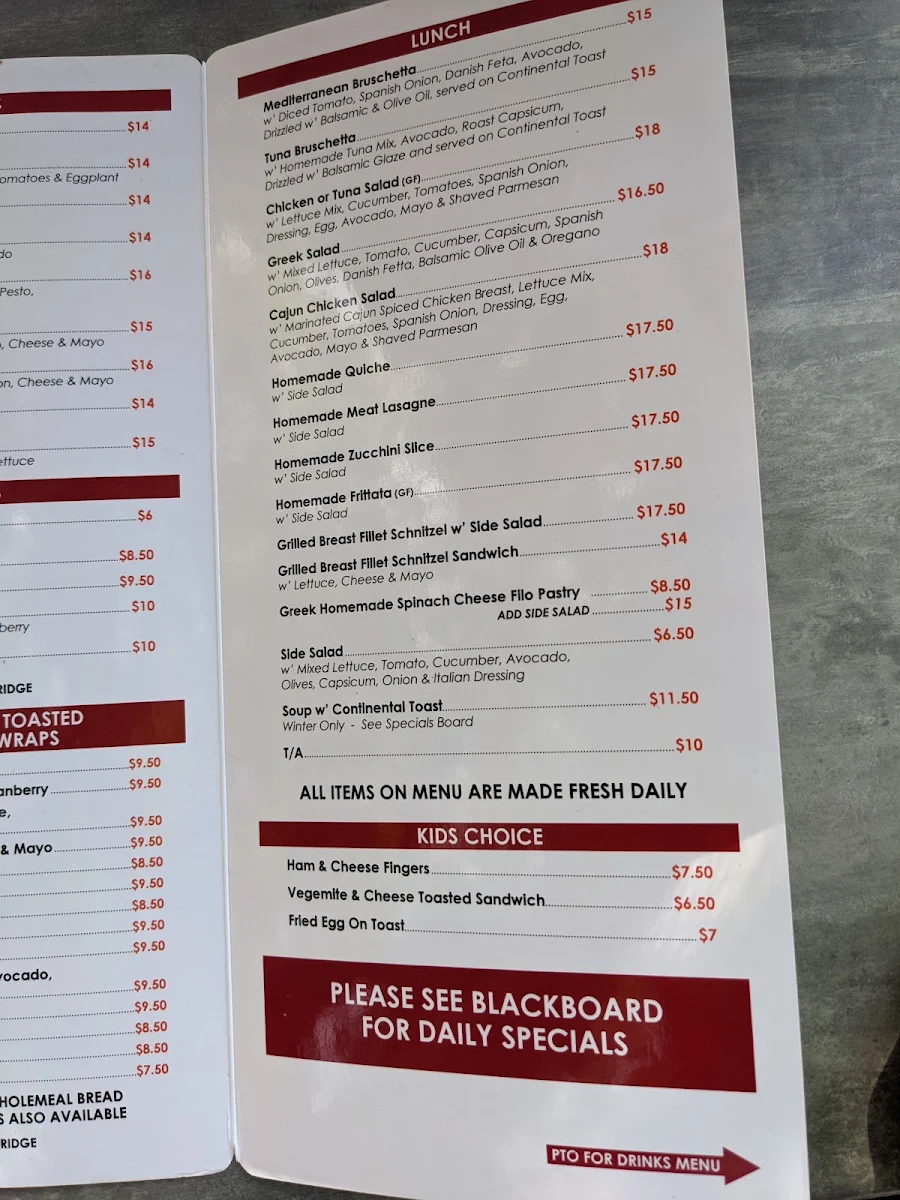 Menu, Kaffenio