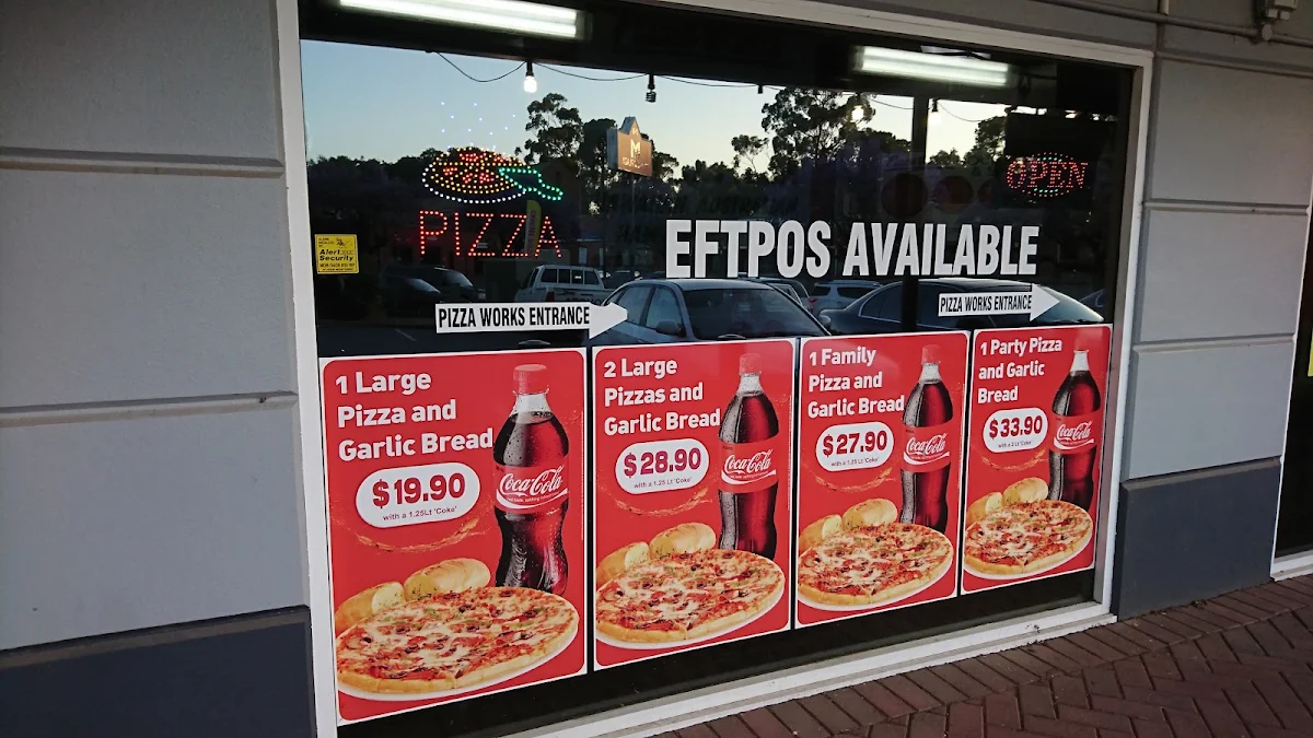 Menu, Pizza Works