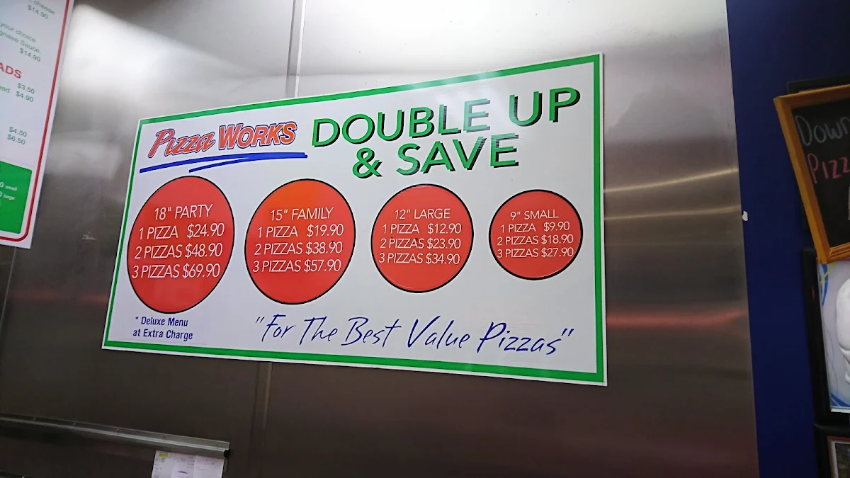 Menu, Pizza Works