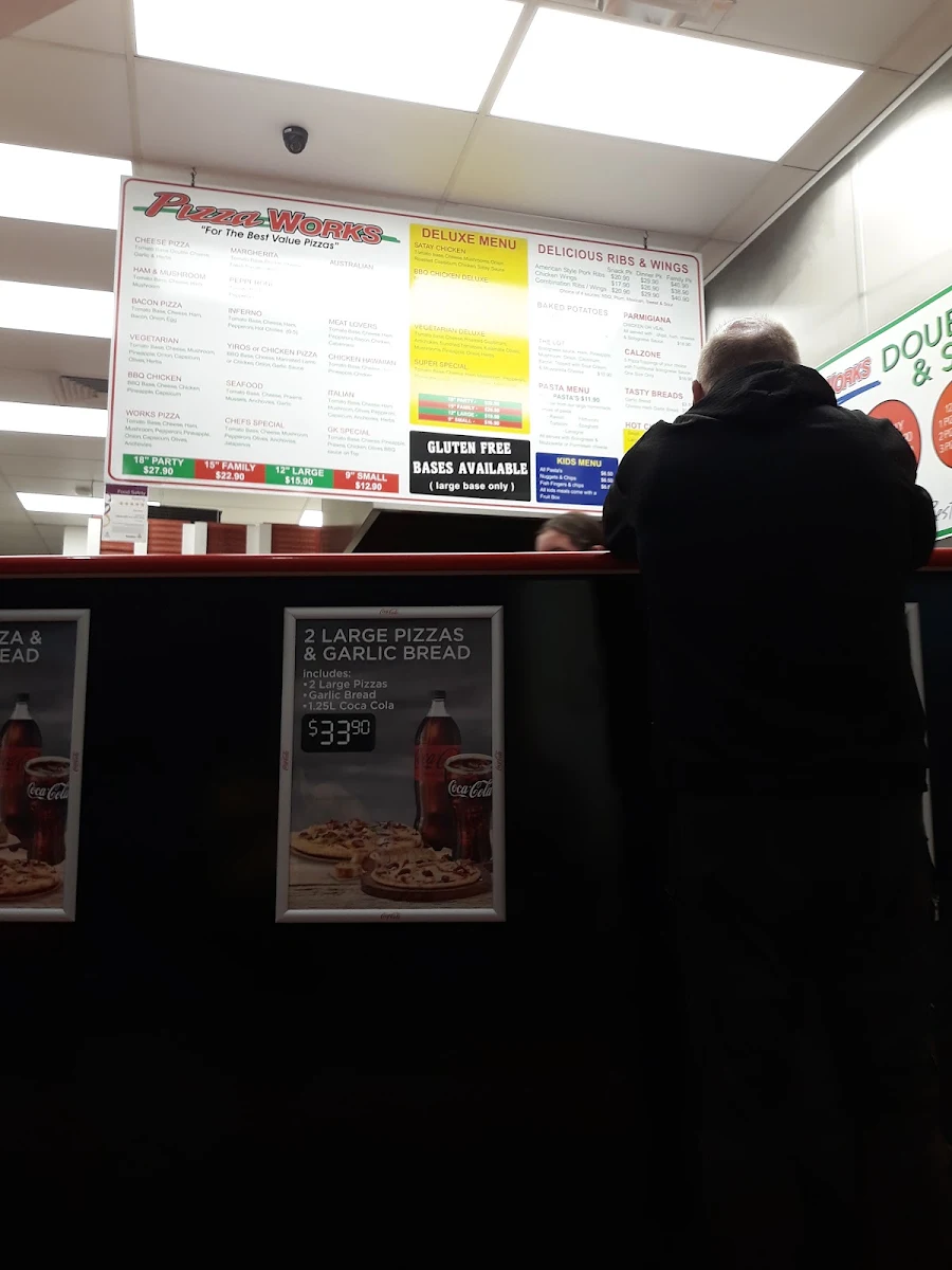 Menu, Pizza Works