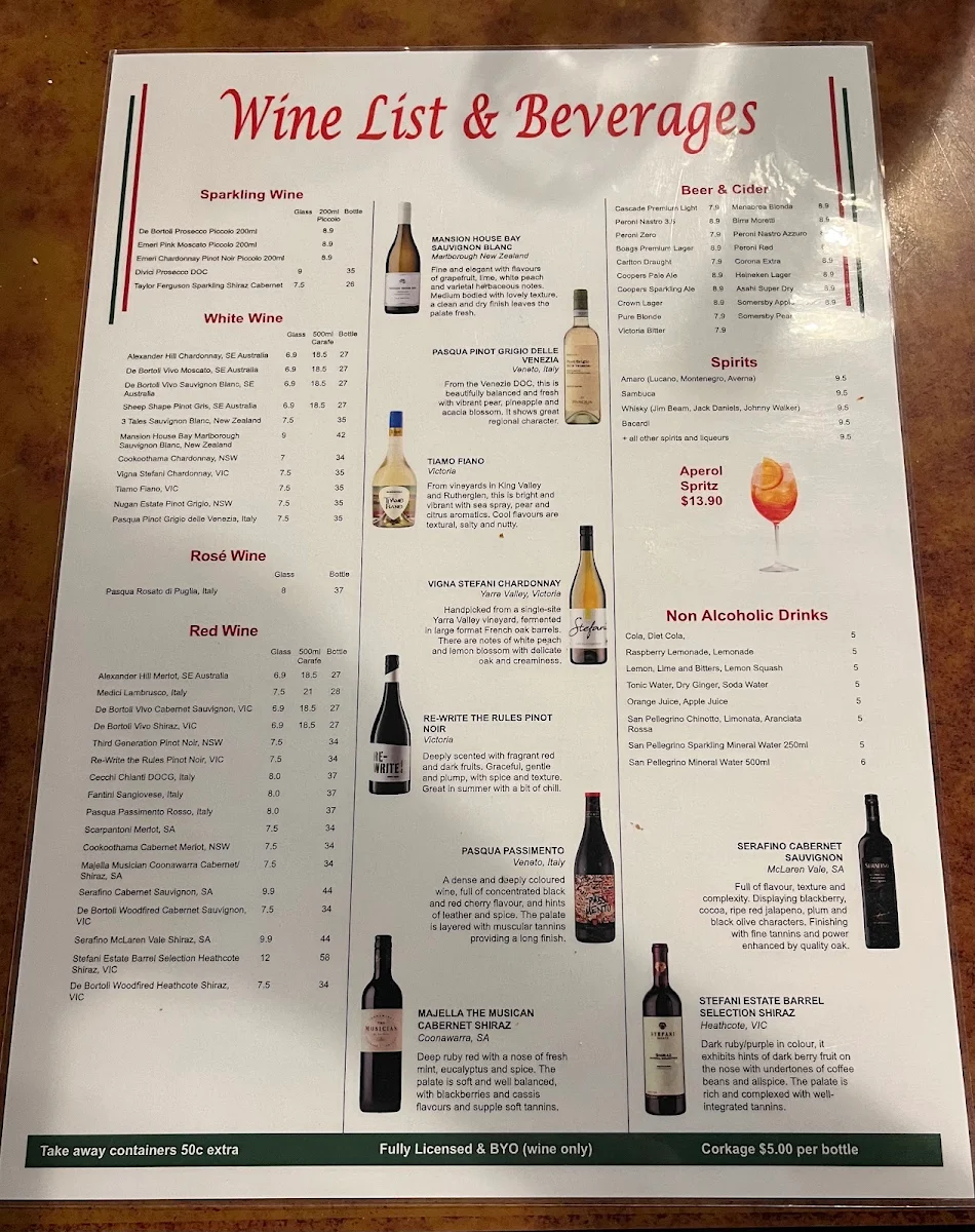 Menu, Papa Gino's