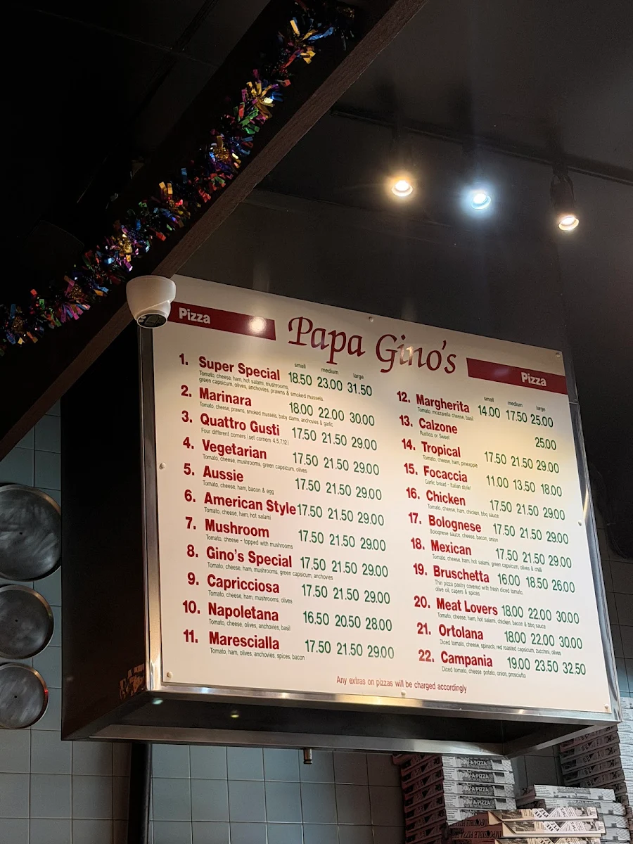Menu, Papa Gino's