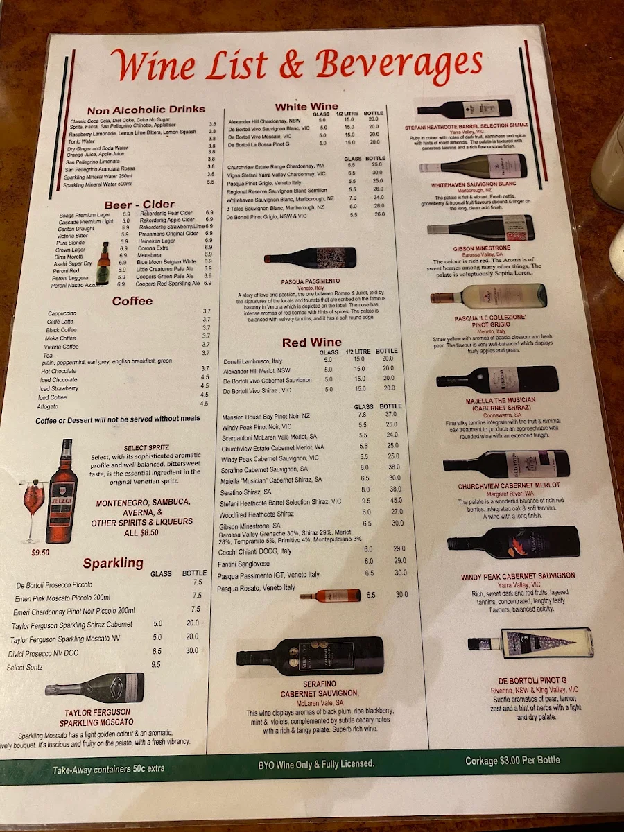 Menu, Papa Gino's