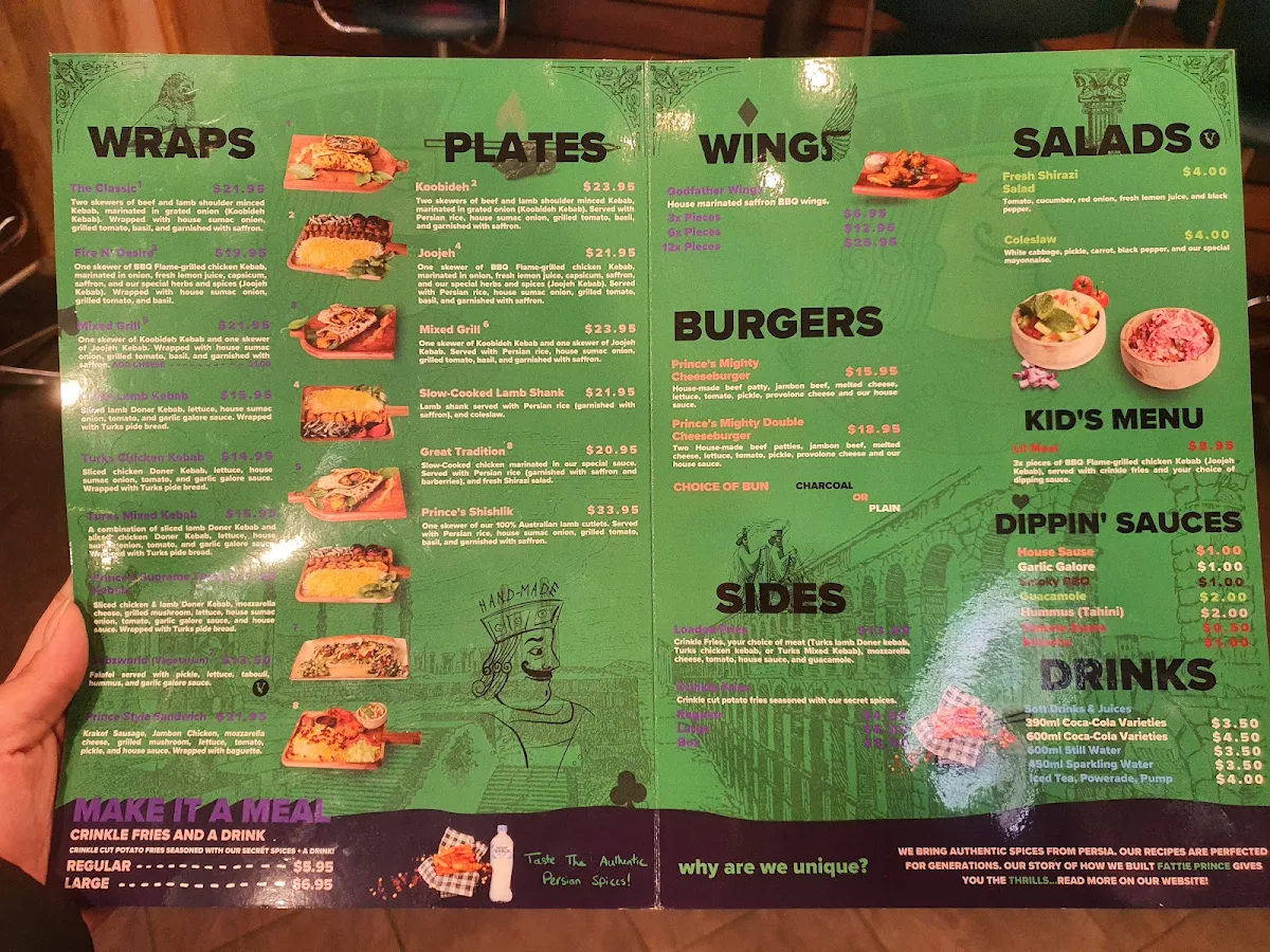 Menu, FATTIE PRINCE