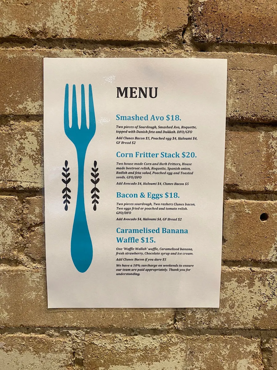 Menu, Dark Horse Espresso