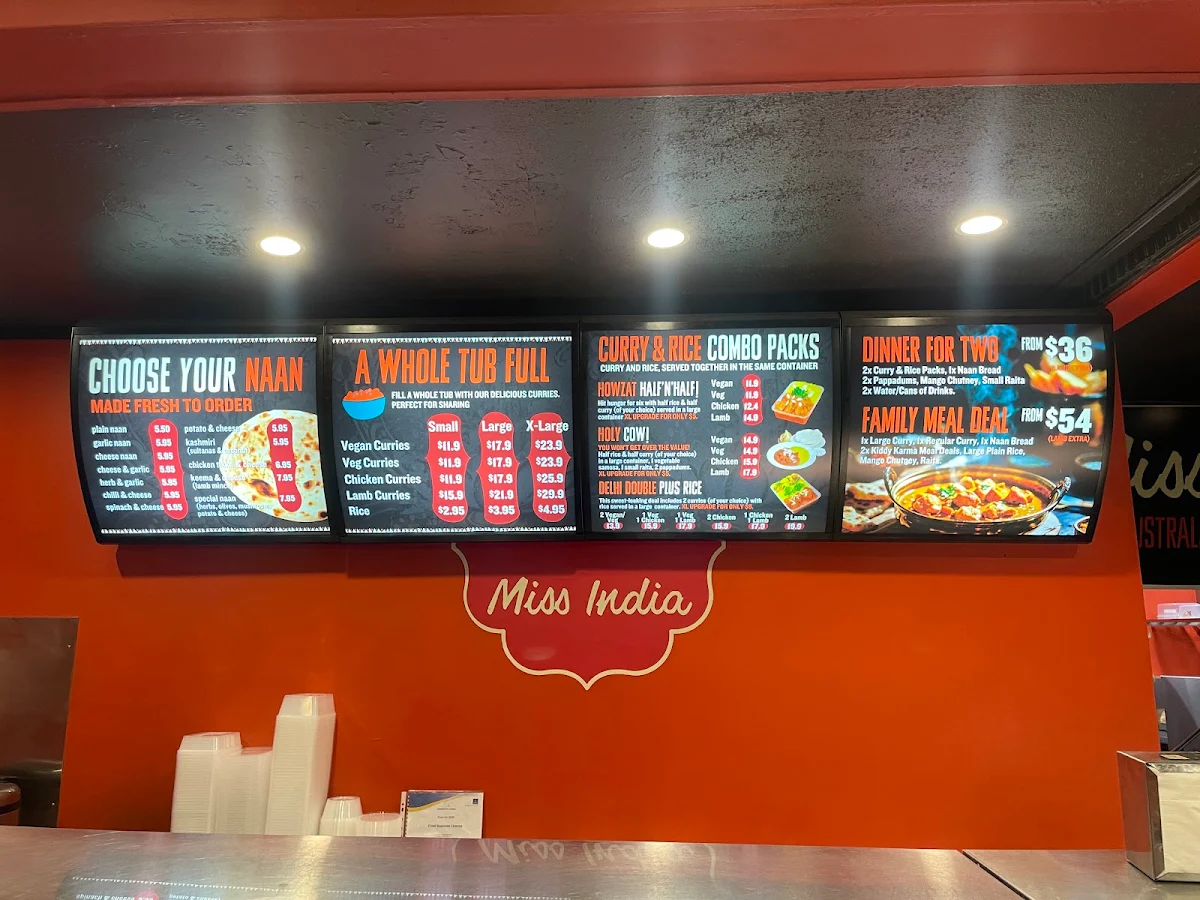 Menu, Miss India Morningside