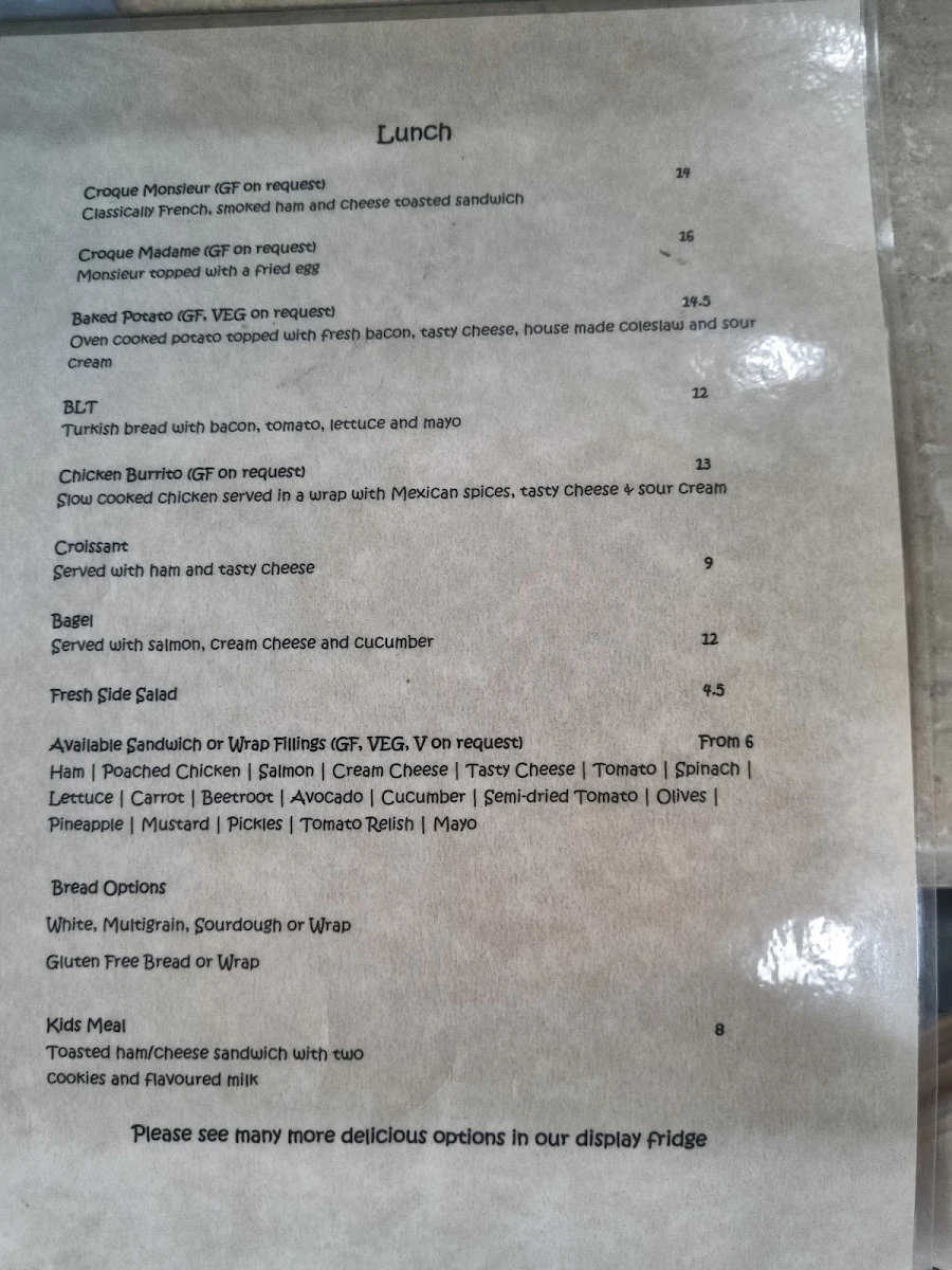 Menu, Paper Chase Cafe