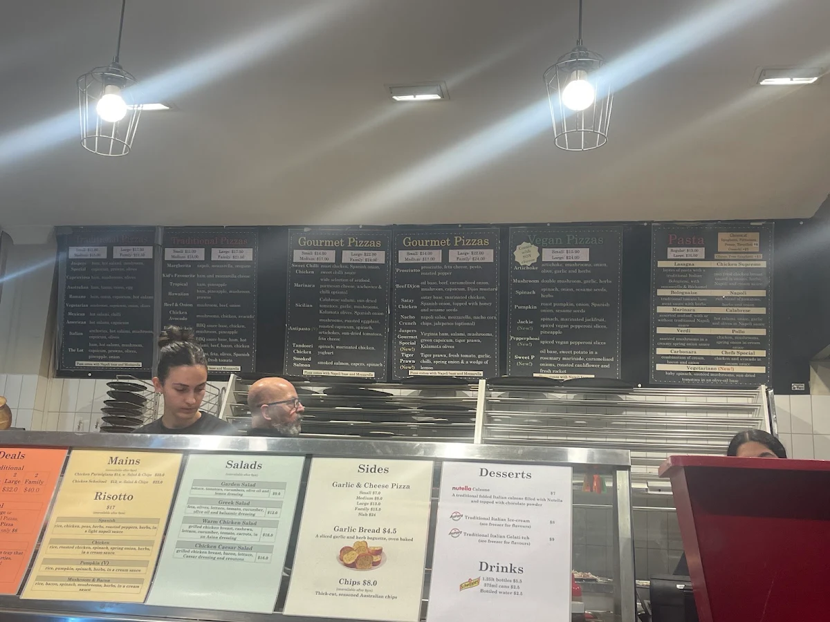 Menu, Jaspers Pizza and Pasta