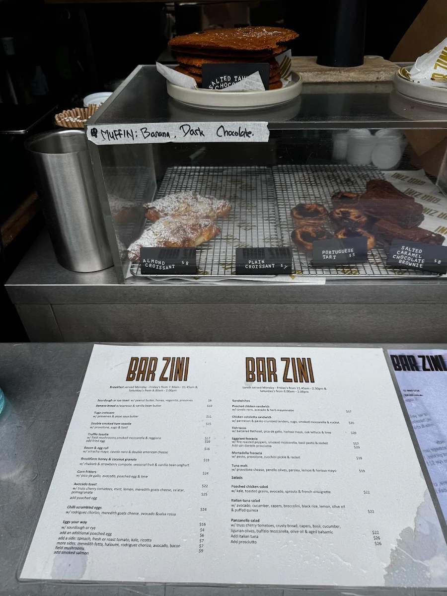 Menu, Bar Zini