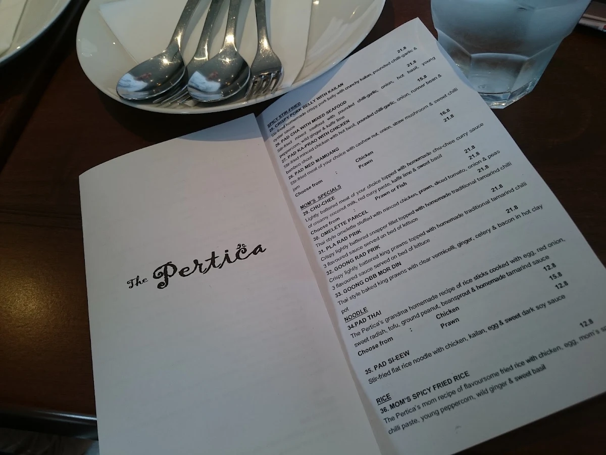 Menu, The Pertica Cafe