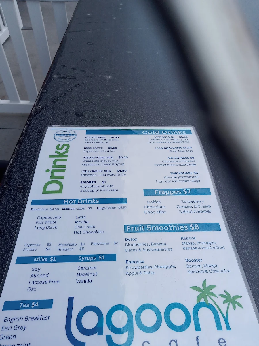 Menu, Lagoon Cafe