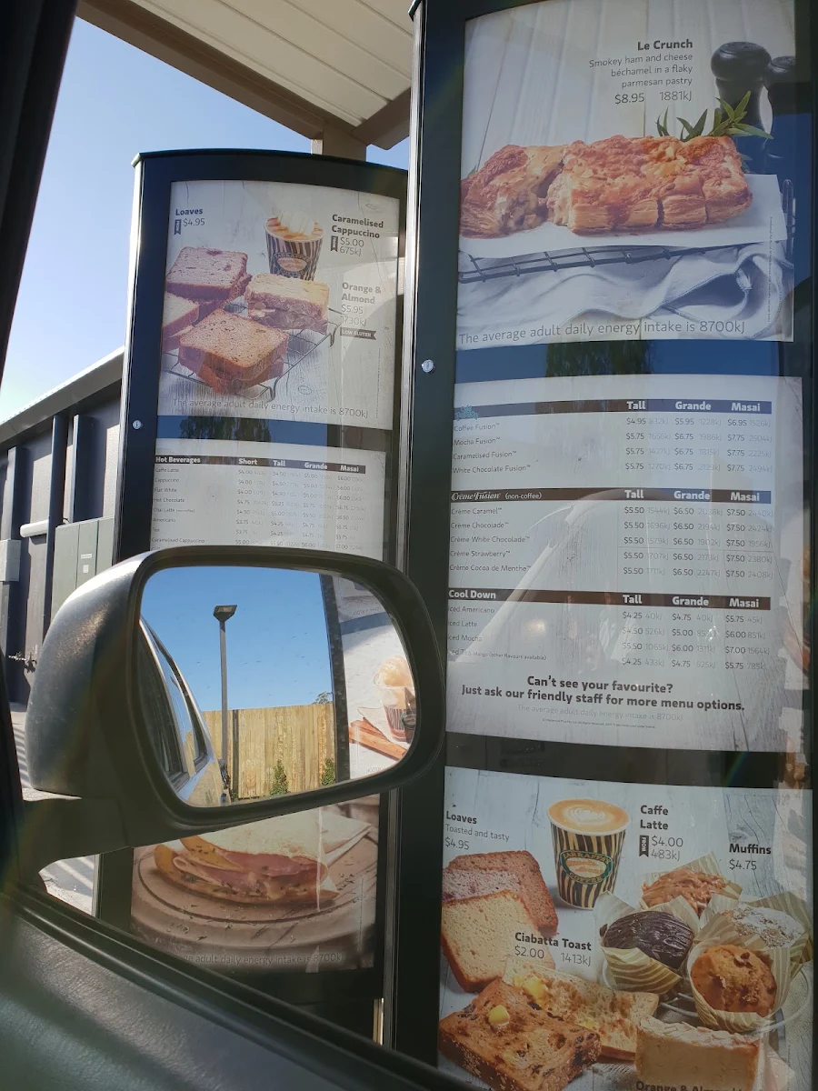 Menu, Zarraffa's Coffee Underwood