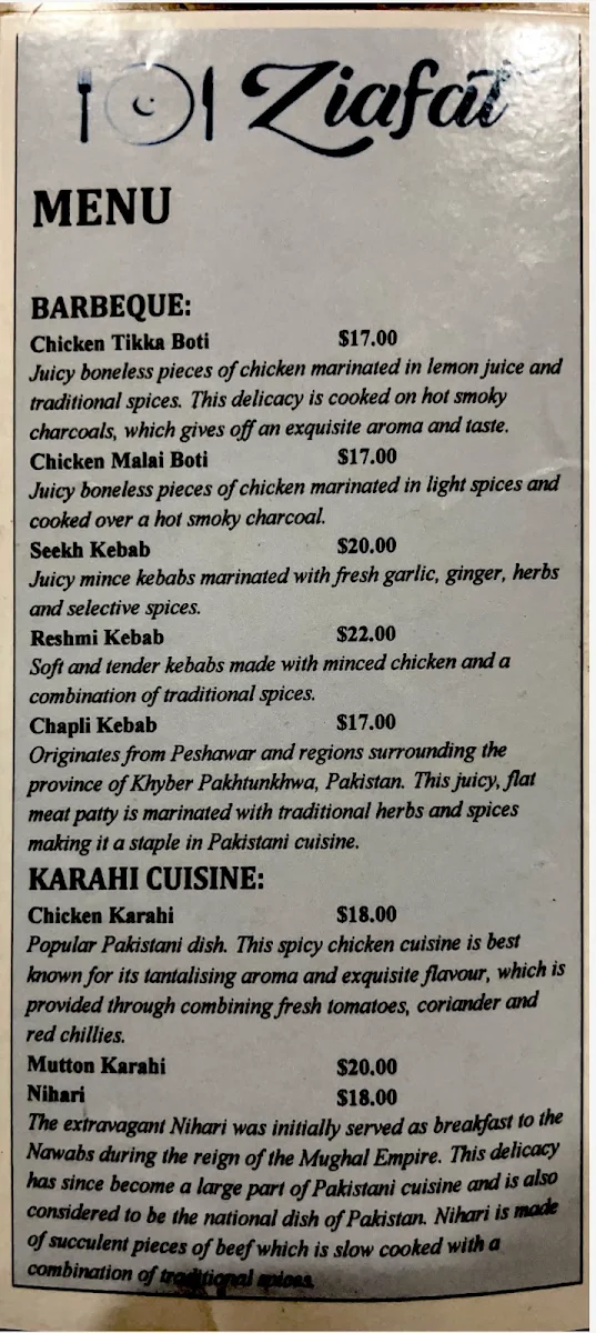 Menu, Ziafat