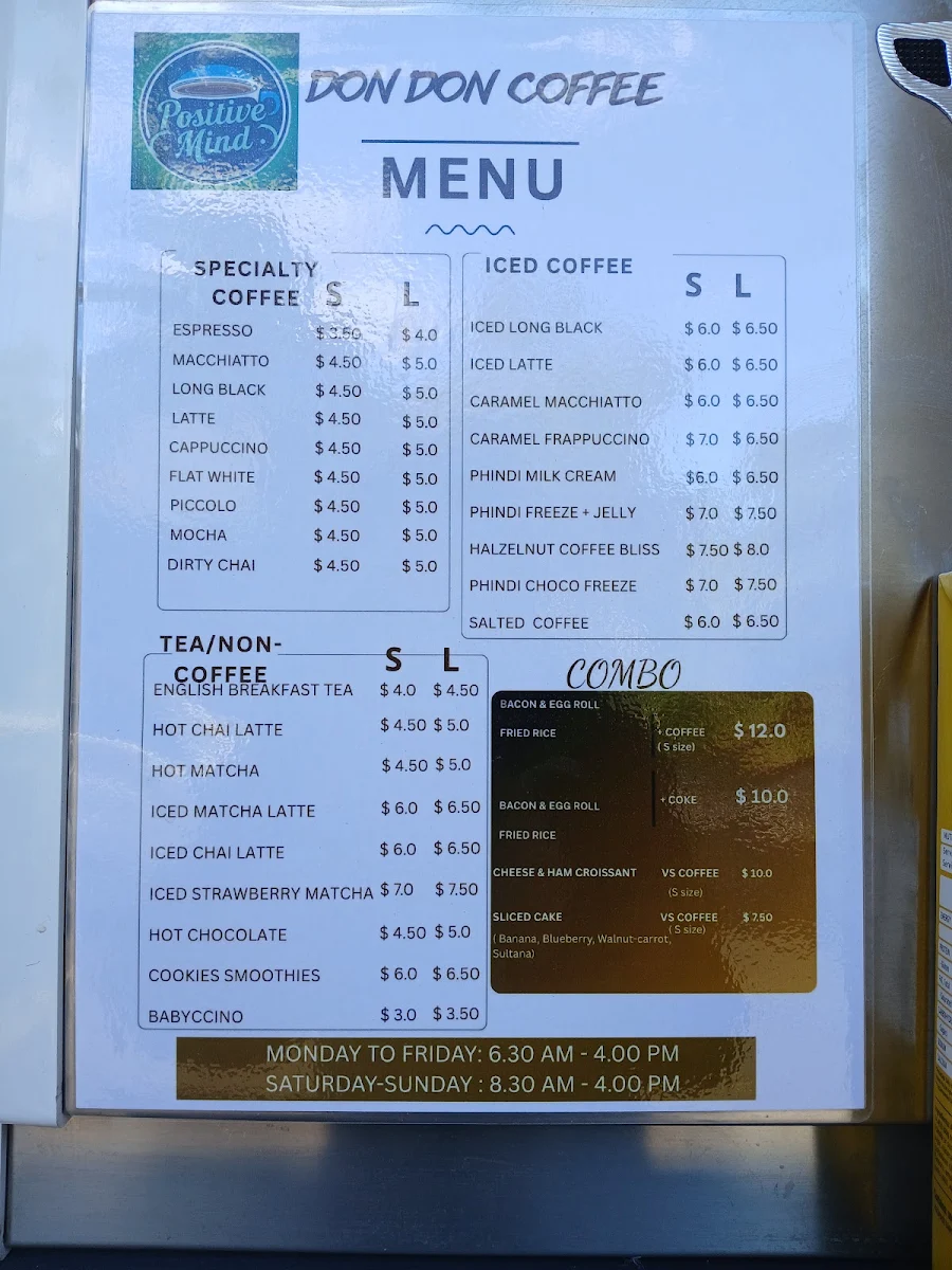 Menu, DON DON Coffee