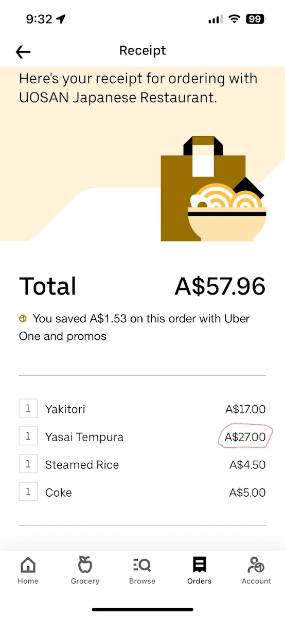 Menu, Uosan