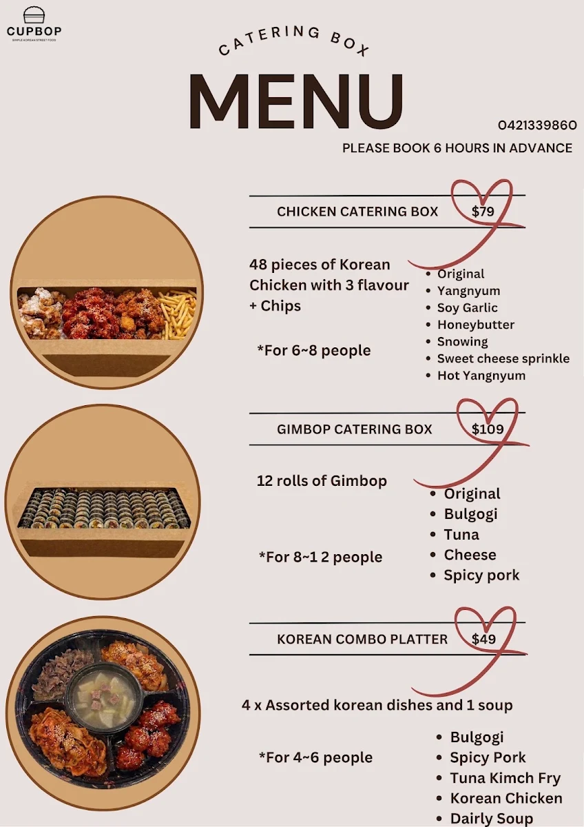 Menu, CUPBOP-SIMPLE KOREAN STREET FOOD