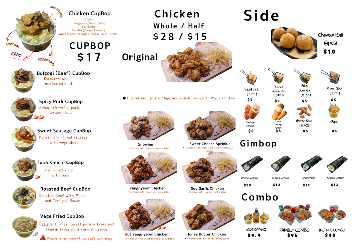 Menu, CUPBOP-SIMPLE KOREAN STREET FOOD