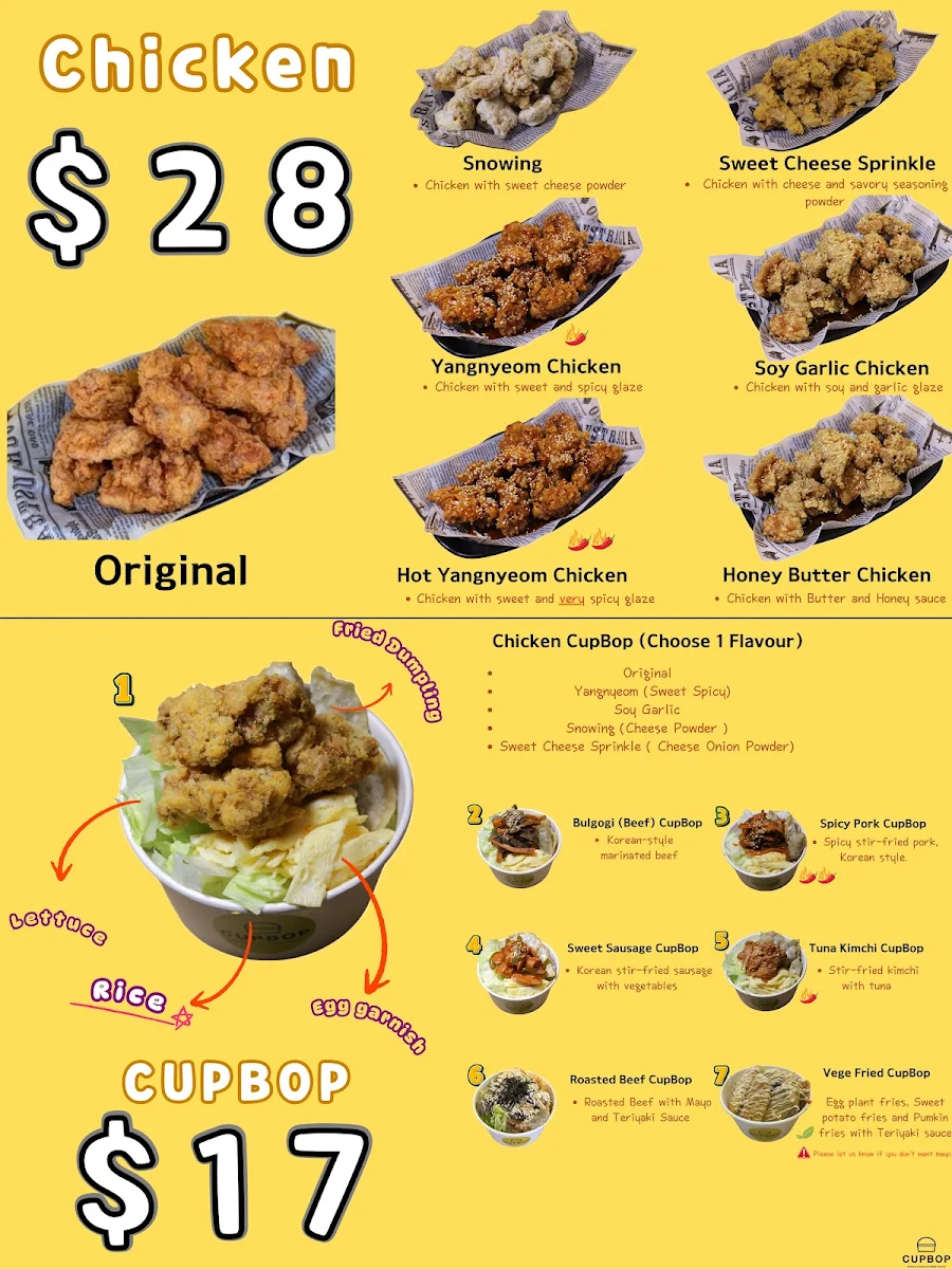 Menu, CUPBOP-SIMPLE KOREAN STREET FOOD