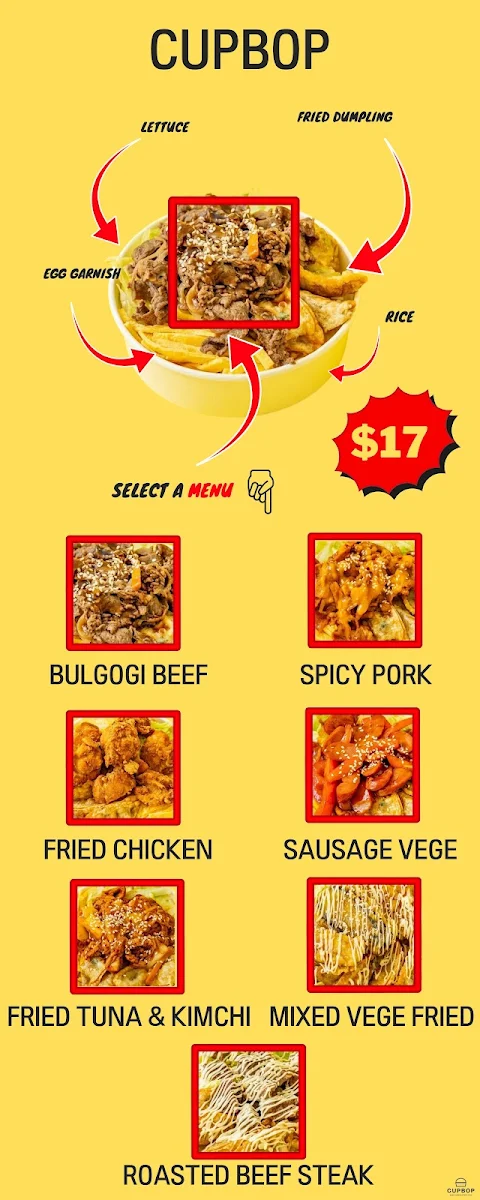 Menu, CUPBOP-SIMPLE KOREAN STREET FOOD