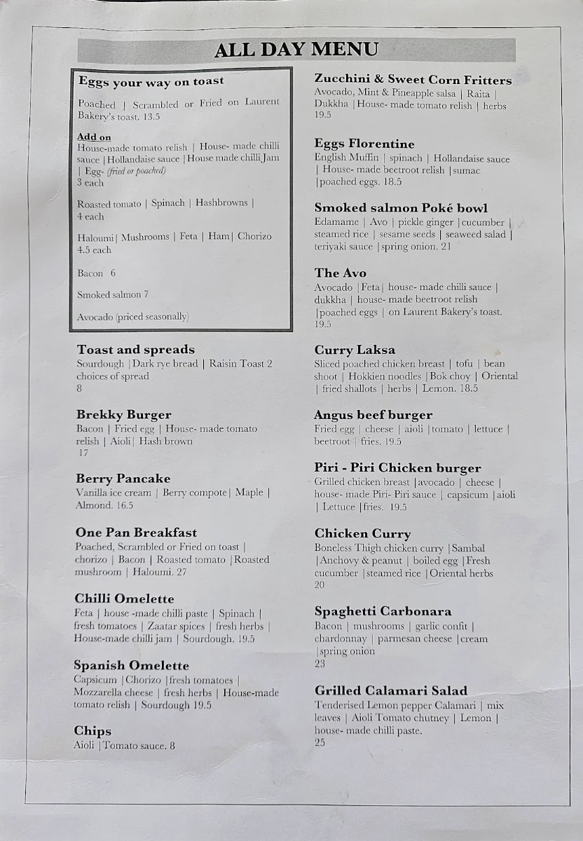 Menu, 20g Coffee Cafe