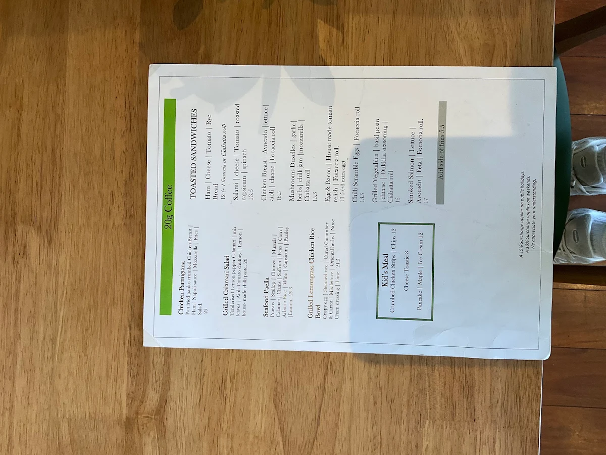 Menu, 20g Coffee Cafe