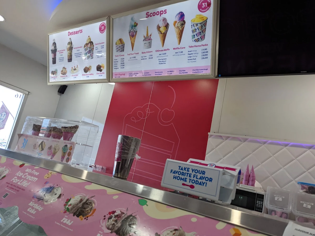 Menu, Baskin-Robbins Clontarf