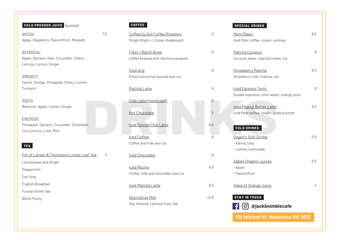 Menu, Jack B. Nimble